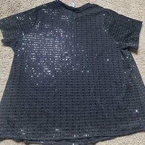 ADARA Sparkling Black Dressy Lurex Spandex Polyester Short Sleeve Party SIZE 2X